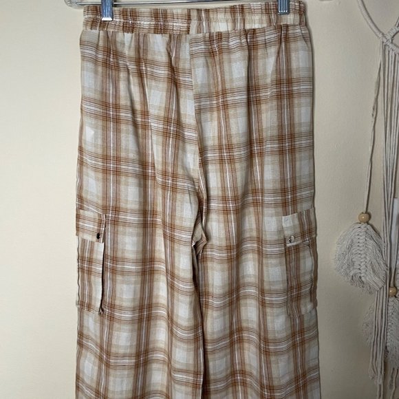 PrettyLittle Thing Ultra High Rise Wide Leg Plaid Women's Pants Size 8 - Picture 6 of 13